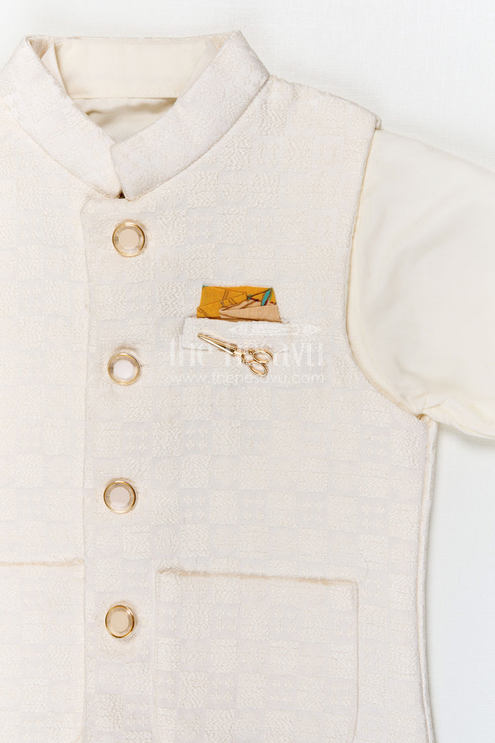 The Nesavu Boys Jacket Sets Boys Ethnic Jacket Set for Weddings and Party Nesavu Nesavu boys ethnic jacket set for weddings and festive occasions with designer embroidery and comfortable fit