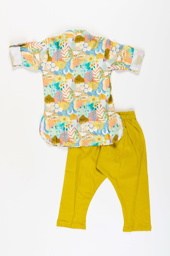 The Nesavu Boys Jacket Sets Boys Ethnic Jacket Set with Digital Floral Print for Festive Occasions Nesavu Nesavu boys ethnic cotton jacket set floral print Nehru jacket  festive ready