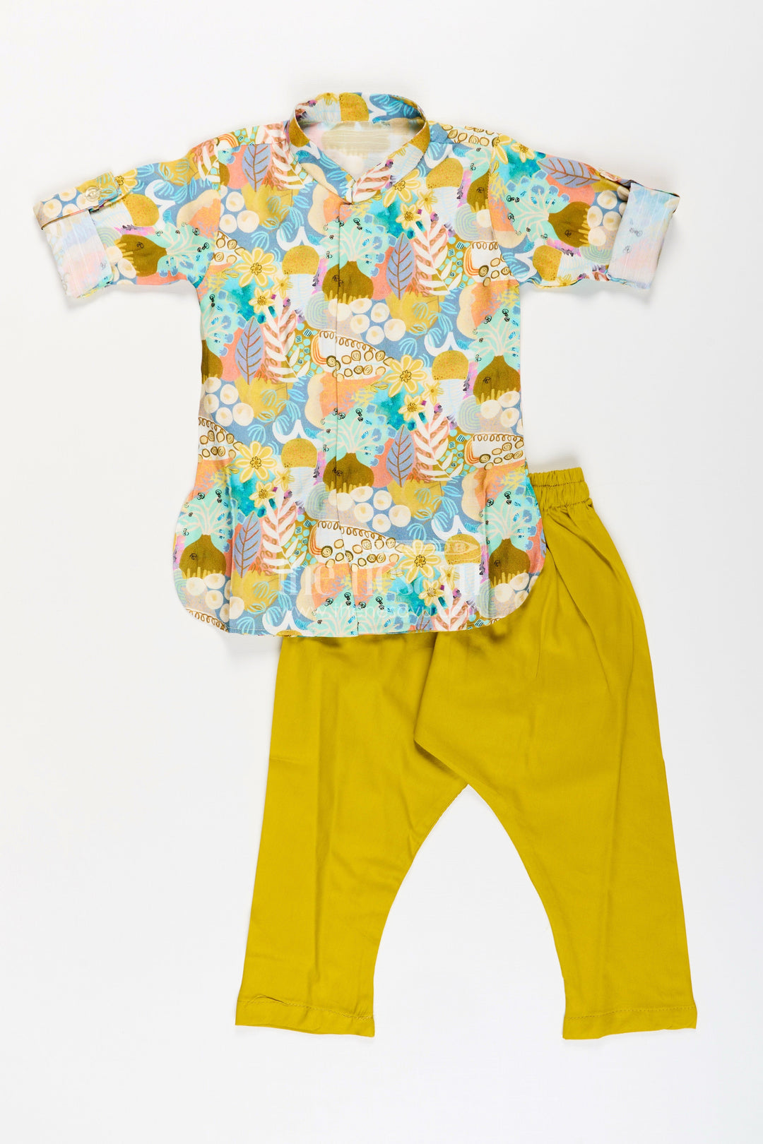 The Nesavu Boys Jacket Sets Boys Ethnic Jacket Set with Digital Floral Print for Festive Occasions Nesavu Nesavu boys ethnic cotton jacket set floral print Nehru jacket  festive ready