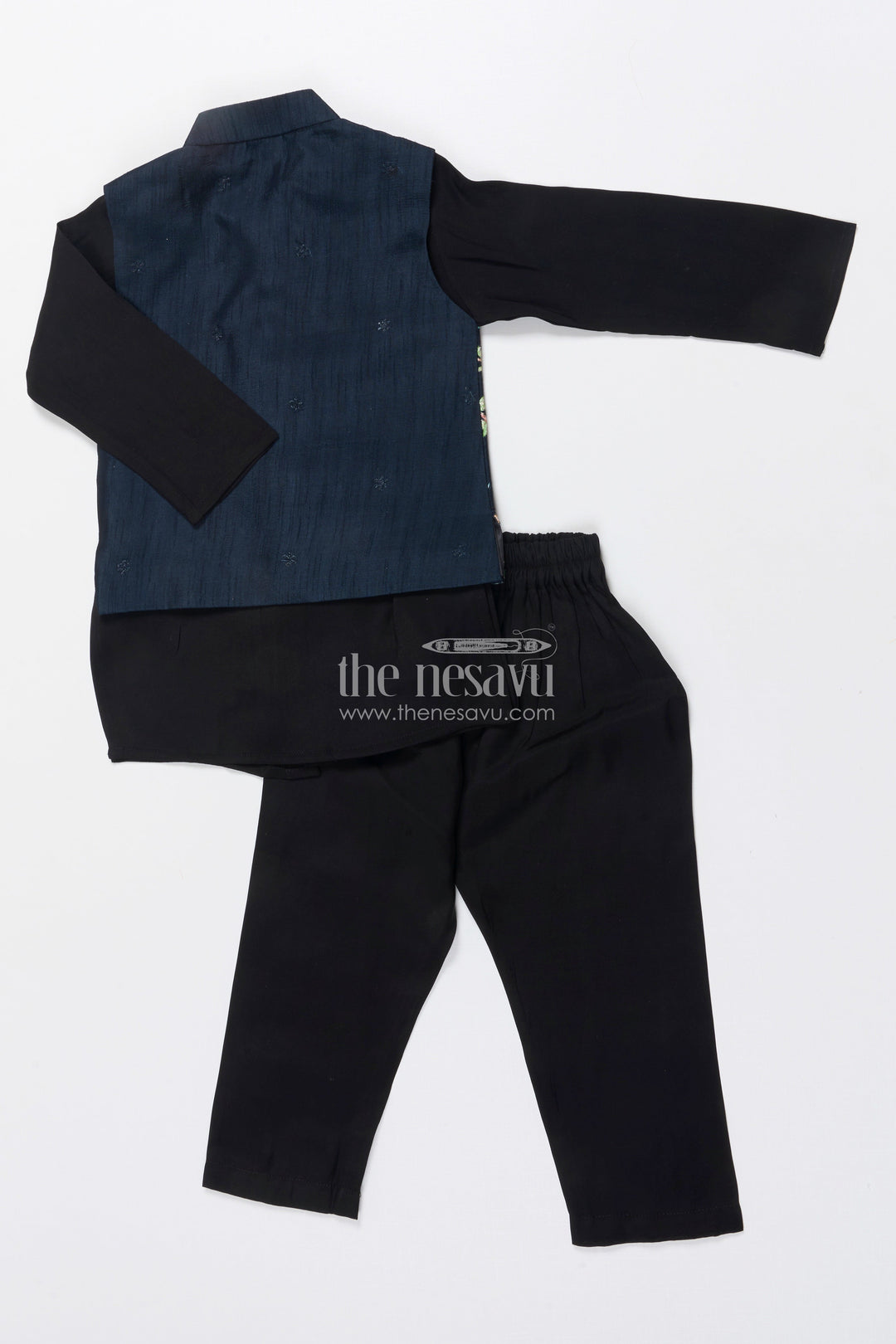 The Nesavu Boys Jacket Sets Boys Ethnic Jacket Set with Embroidered Bird Motif for Weddings and Receptions Nesavu Nesavu boys embroidered jacket set bird motif festive ethnic wear weddings family events