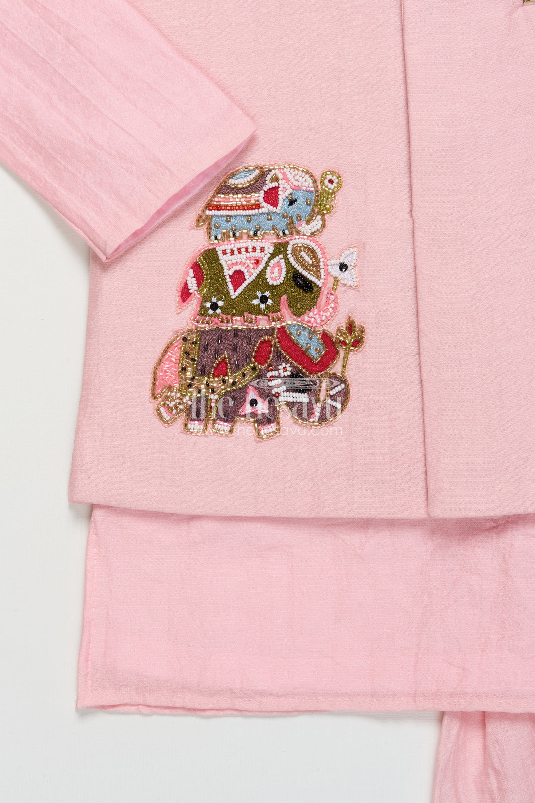 The Nesavu Boys Jacket Sets Boys Ethnic Jacket Set with Embroidered Festive Waistcoat Nesavu Nesavu boys ethnic jacket set designer patch jacket cultural events festive occasions