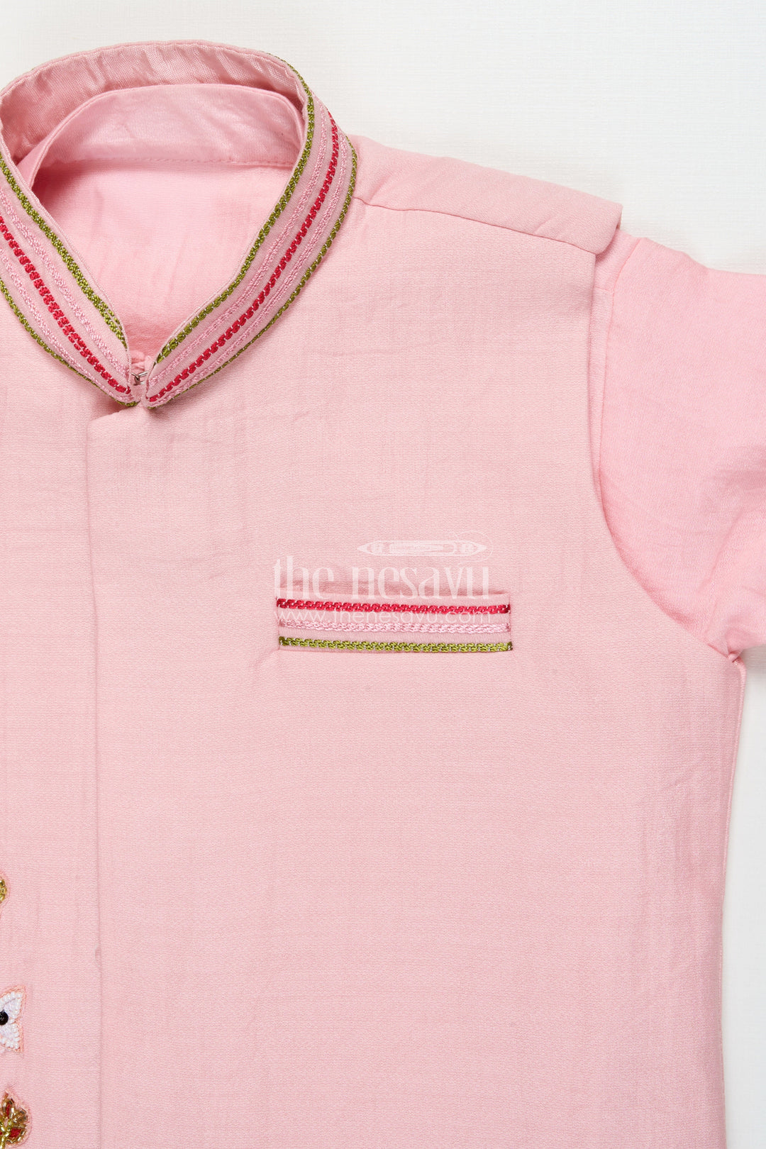 The Nesavu Boys Jacket Sets Boys Ethnic Jacket Set with Embroidered Festive Waistcoat Nesavu Nesavu boys ethnic jacket set designer patch jacket cultural events festive occasions