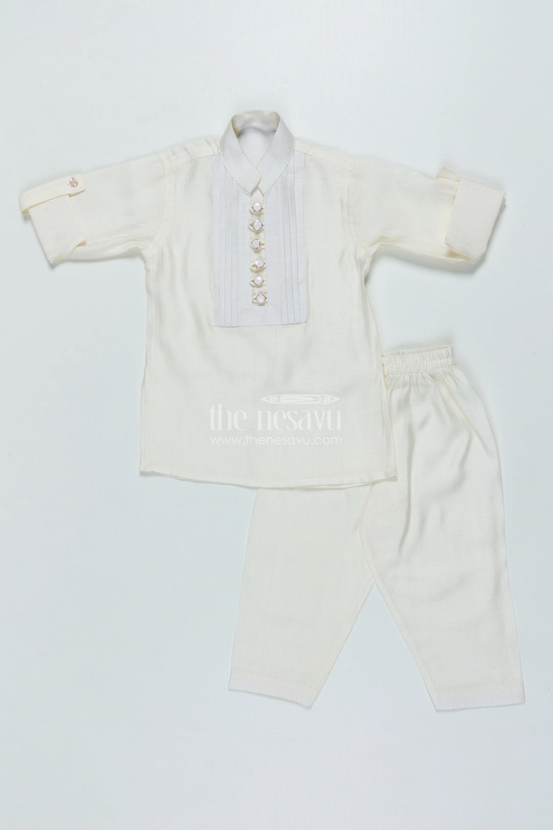 The Nesavu Boys Jacket Sets Boys Ethnic Jacket Set with Embroidered Nehru Vest for Poojas and Functions Nesavu Nesavu boys cotton ethnic jacket set embroidery traditional occasions