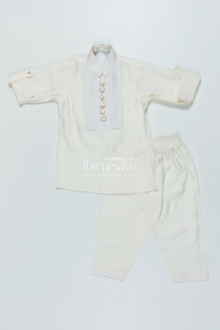 The Nesavu Boys Jacket Sets Boys Ethnic Jacket Set with Embroidered Nehru Vest for Poojas and Functions Nesavu Nesavu boys cotton ethnic jacket set embroidery traditional occasions