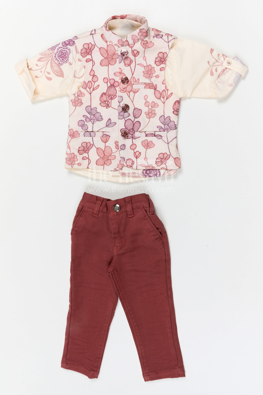 The Nesavu Boys Jacket Sets Boys Ethnic Jacket Suit for Weddings and Festive Family Gatherings Nesavu Nesavu boys viscose blend jacket suit with designer jacket for weddings and festive occasions