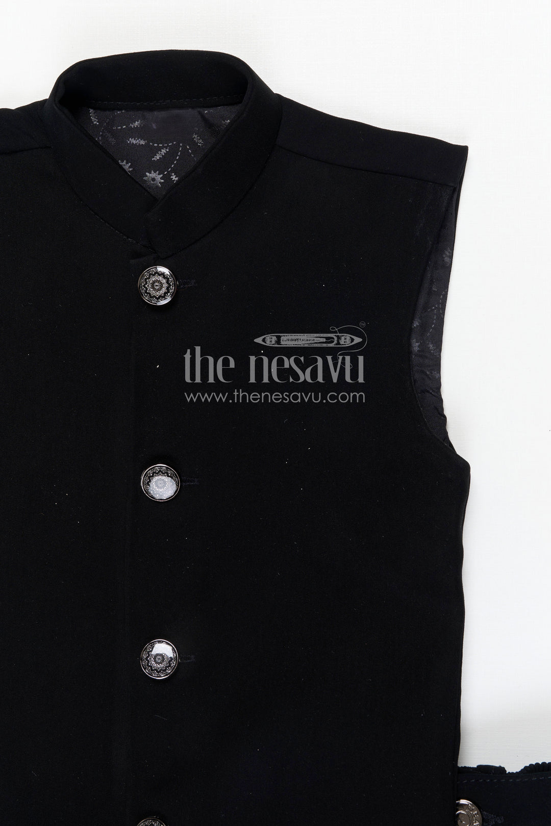 The Nesavu Boys Jacket Sets Boys Ethnic Jackets Set for Weddings and Festive Occasions Nesavu Nesavu boys viscose silk blend jacket set with velvet embroidered jacket for weddings and festive wear