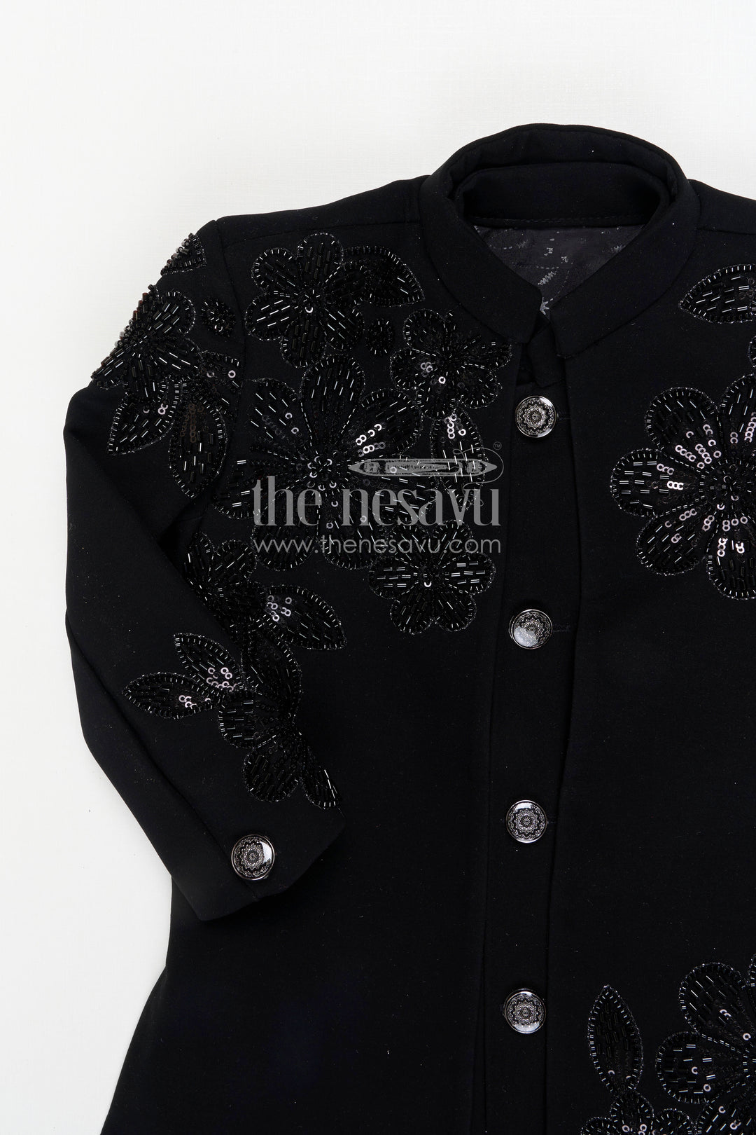 The Nesavu Boys Jacket Sets Boys Ethnic Jackets Set for Weddings and Festive Occasions Nesavu Nesavu boys viscose silk blend jacket set with velvet embroidered jacket for weddings and festive wear