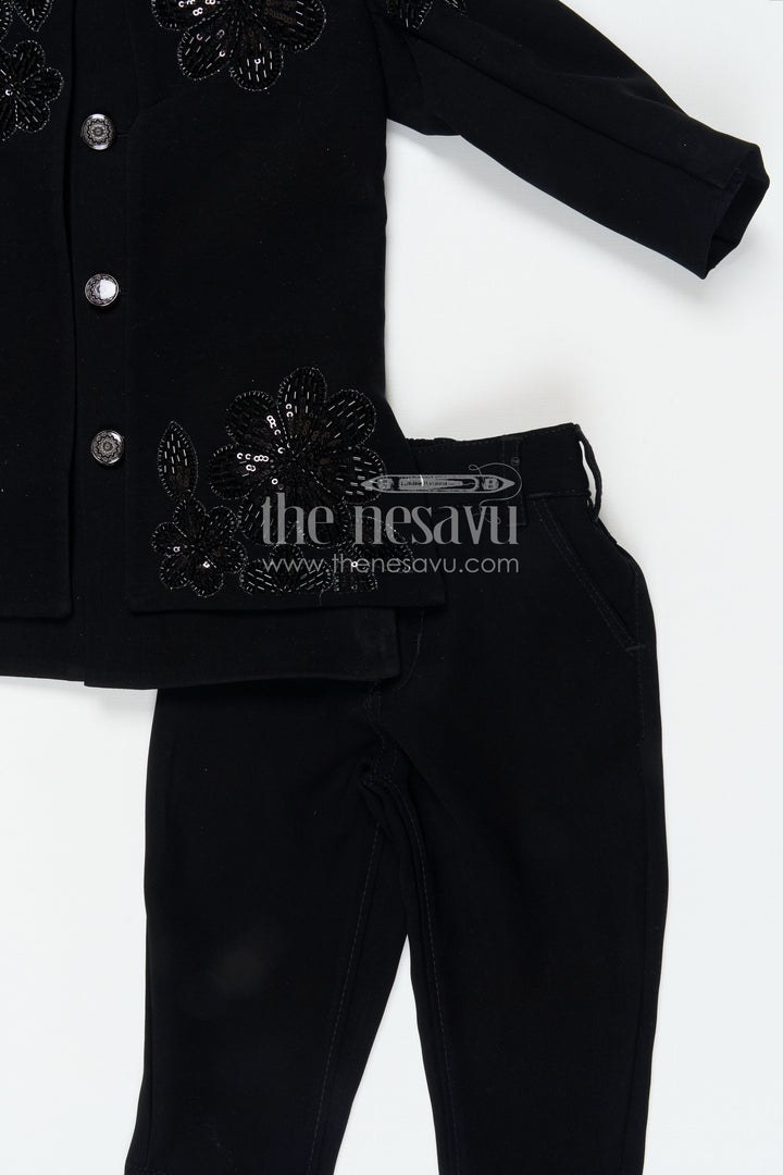 The Nesavu Boys Jacket Sets Boys Ethnic Jackets Set for Weddings and Festive Occasions Nesavu Nesavu boys viscose silk blend jacket set with velvet embroidered jacket for weddings and festive wear