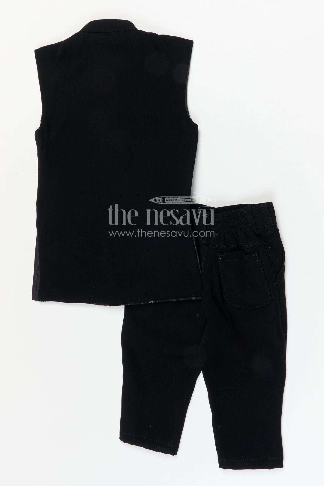 The Nesavu Boys Jacket Sets Boys Ethnic Jackets Set for Weddings and Festive Occasions Nesavu Nesavu boys viscose silk blend jacket set with velvet embroidered jacket for weddings and festive wear