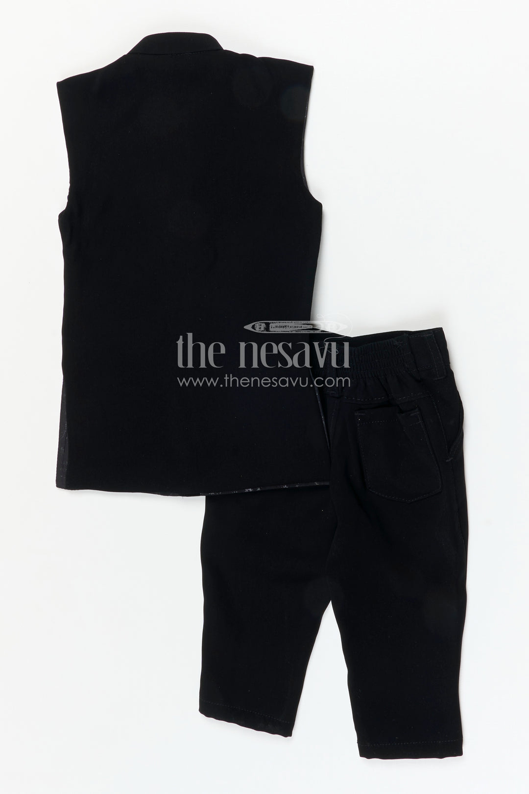 The Nesavu Boys Jacket Sets Boys Ethnic Jackets Set for Weddings and Festive Occasions Nesavu Nesavu boys viscose silk blend jacket set with velvet embroidered jacket for weddings and festive wear