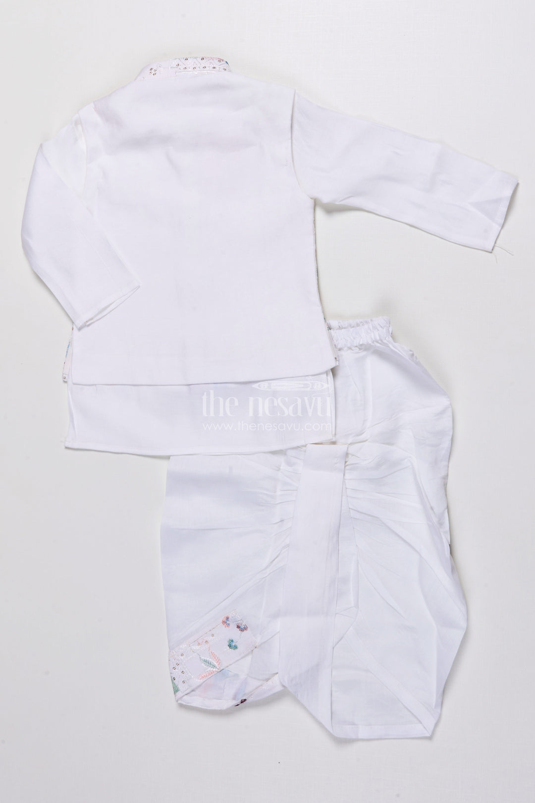 The Nesavu Boys Jacket Sets Boys Ethnic Kurta Jacket Set with Embroidery for Weddings and Family Events Nesavu Nesavu boys kurta jacket set embroidery silk blend festive outfit weddings special occasions