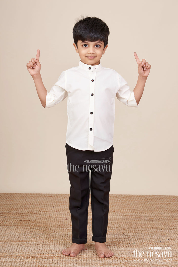 The Nesavu Boys Casual Set Boys Ethnic Outfit with Printed Nehru Jacket and Cotton Pants Nesavu Nesavu boys ethnic cotton outfit printed jacket shirt weddings functions