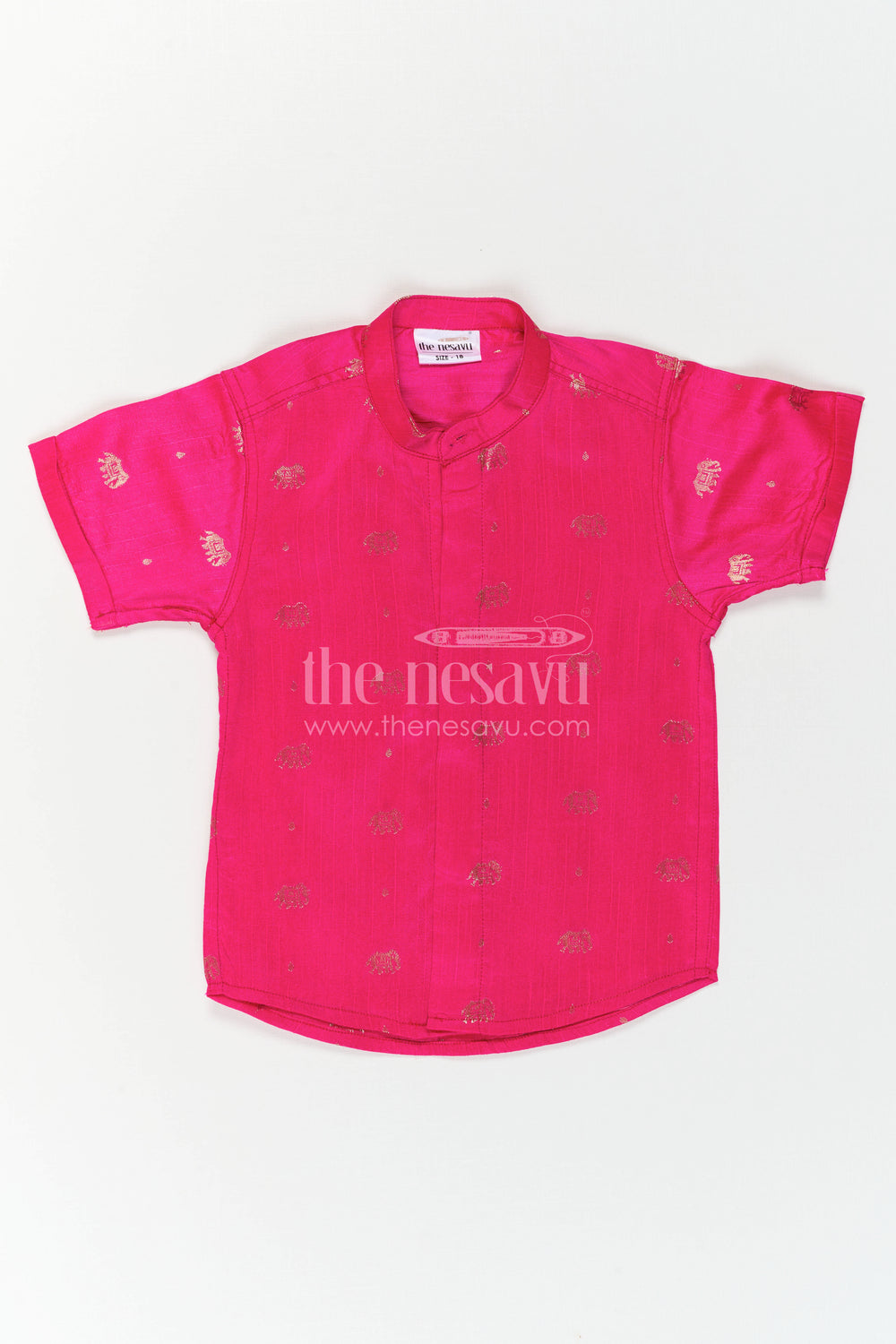 The Nesavu Boys Silk Shirt Boys Ethnic Silk Shirt for Festive Traditions and Cultural Functions Nesavu Nesavu Boys Ethnic Raw Silk Shirt With Jacquard Elephant Butta For Traditional Celebrations