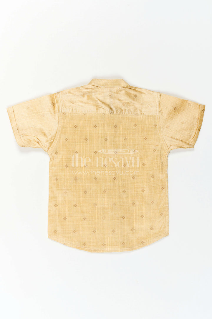 The Nesavu Boys Silk Shirt Boys Ethnic Silk Shirt for Traditional Ceremonies and Festive Dressing Nesavu Nesavu Boys Ethnic Raw Silk Shirt With Jacquard Butta Weave For Cultural Celebrations