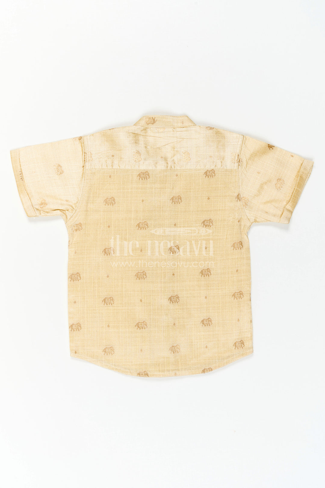 The Nesavu Boys Silk Shirt Boys Ethnic Silk Shirt for Wedding Functions and Temple Visits Nesavu Nesavu Boys Ethnic Raw Silk Shirt With Jacquard Elephant Motifs For Weddings And Festivals