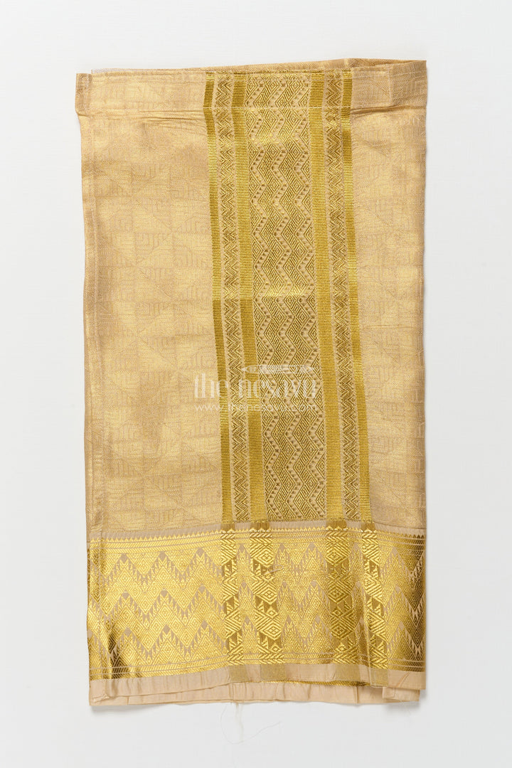 The Nesavu Boys Vesti Boys Ethnic Vesti for Grand Temple Visits and Family Festivals Nesavu Nesavu boys zari vesti embossed motifs broad border temple visits celebrations