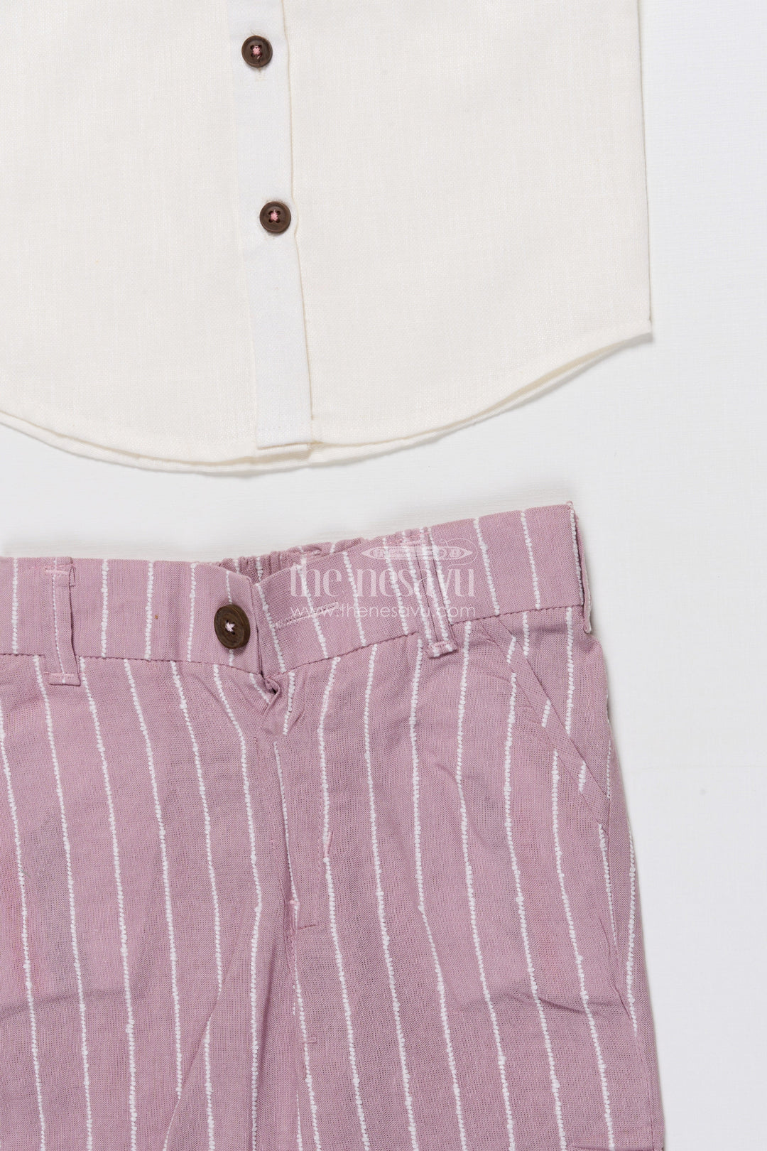 The Nesavu Boys Blazer Set Boys Festive Blazer Set with Jacquard Stripes and Bow Tie Detail Nesavu Nesavu boys jacquard blazer suit set bow tie  formal party outfit