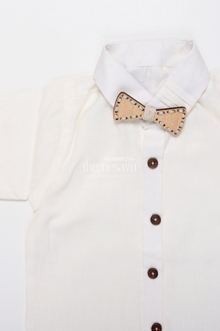 The Nesavu Boys Blazer Set Boys Festive Blazer Set with Jacquard Stripes and Bow Tie Detail Nesavu Nesavu boys jacquard blazer suit set bow tie  formal party outfit