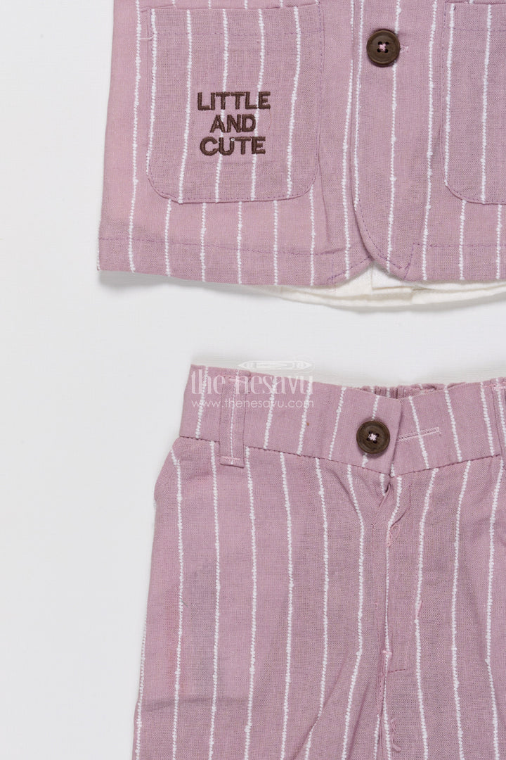 The Nesavu Boys Blazer Set Boys Festive Blazer Set with Jacquard Stripes and Bow Tie Detail Nesavu Nesavu boys jacquard blazer suit set bow tie  formal party outfit