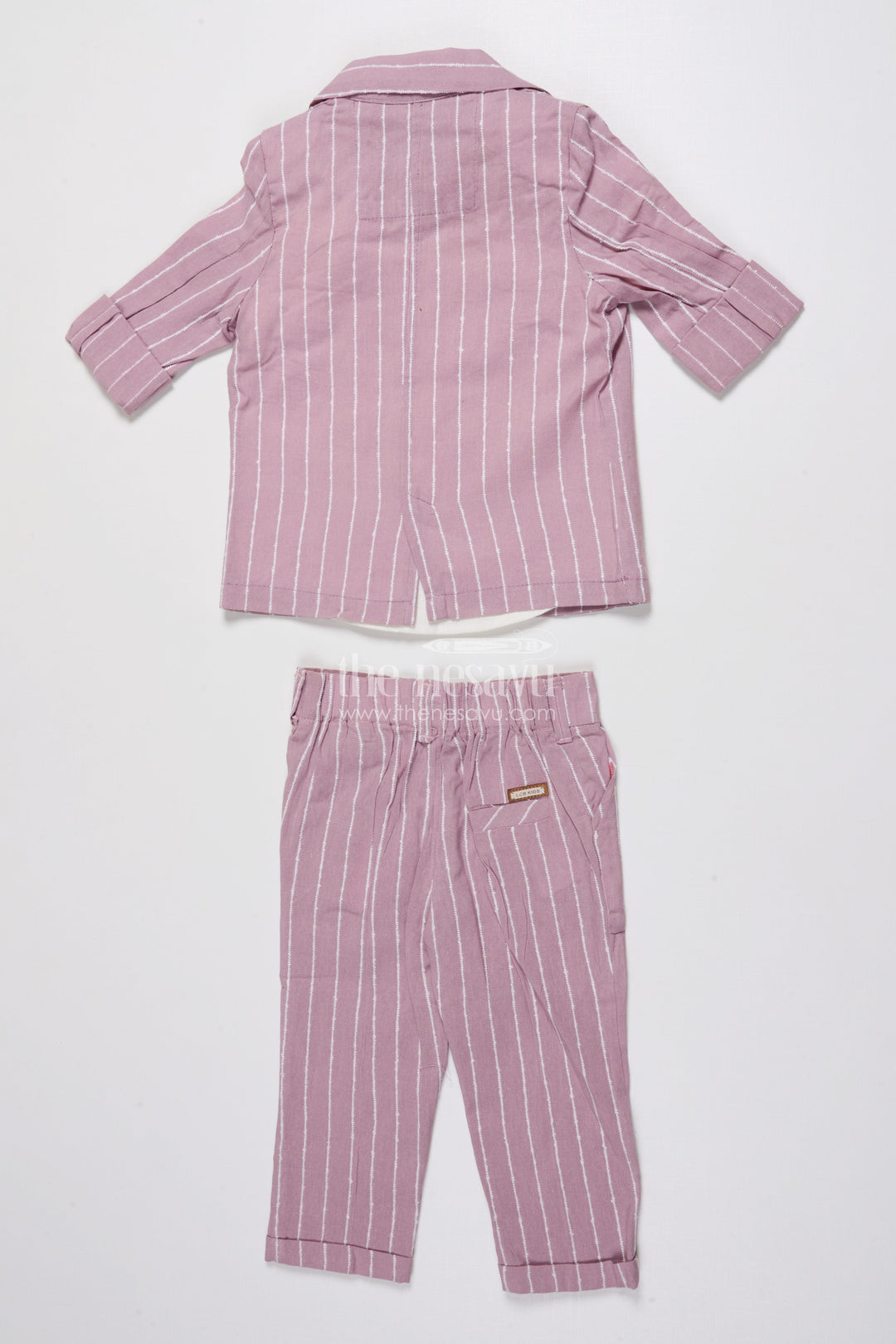 The Nesavu Boys Blazer Set Boys Festive Blazer Set with Jacquard Stripes and Bow Tie Detail Nesavu Nesavu boys jacquard blazer suit set bow tie  formal party outfit