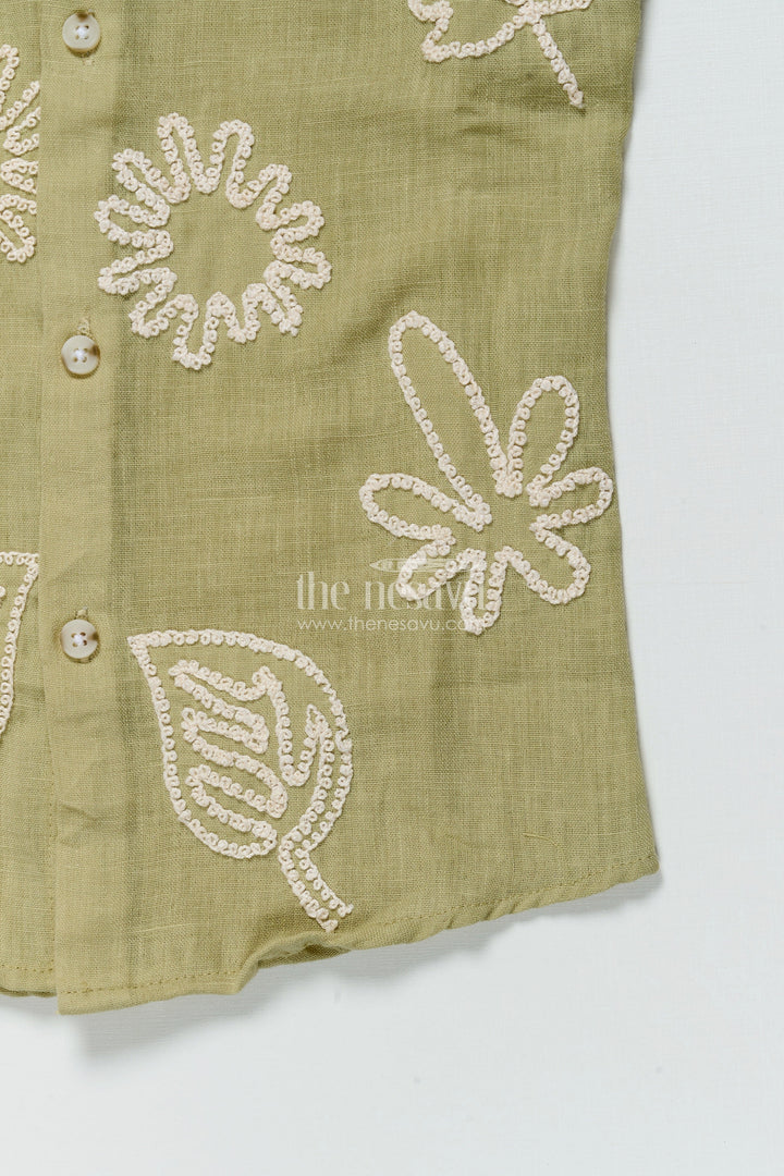 The Nesavu Boys Cotton Shirt Boys Festive Cotton Shirt with Embroidery for School Events and Family Gatherings Nesavu Nesavu boys festive embroidered shirt soft cotton blend perfect ethnic school wear family events