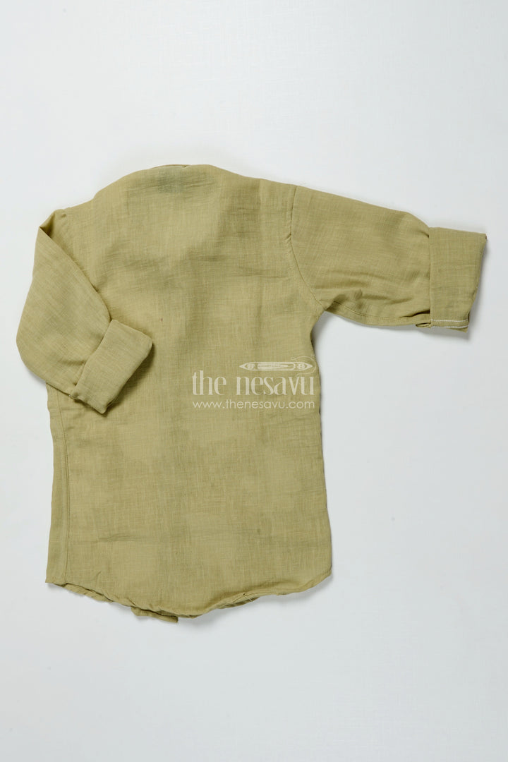 The Nesavu Boys Cotton Shirt Boys Festive Cotton Shirt with Embroidery for School Events and Family Gatherings Nesavu Nesavu boys festive embroidered shirt soft cotton blend perfect ethnic school wear family events