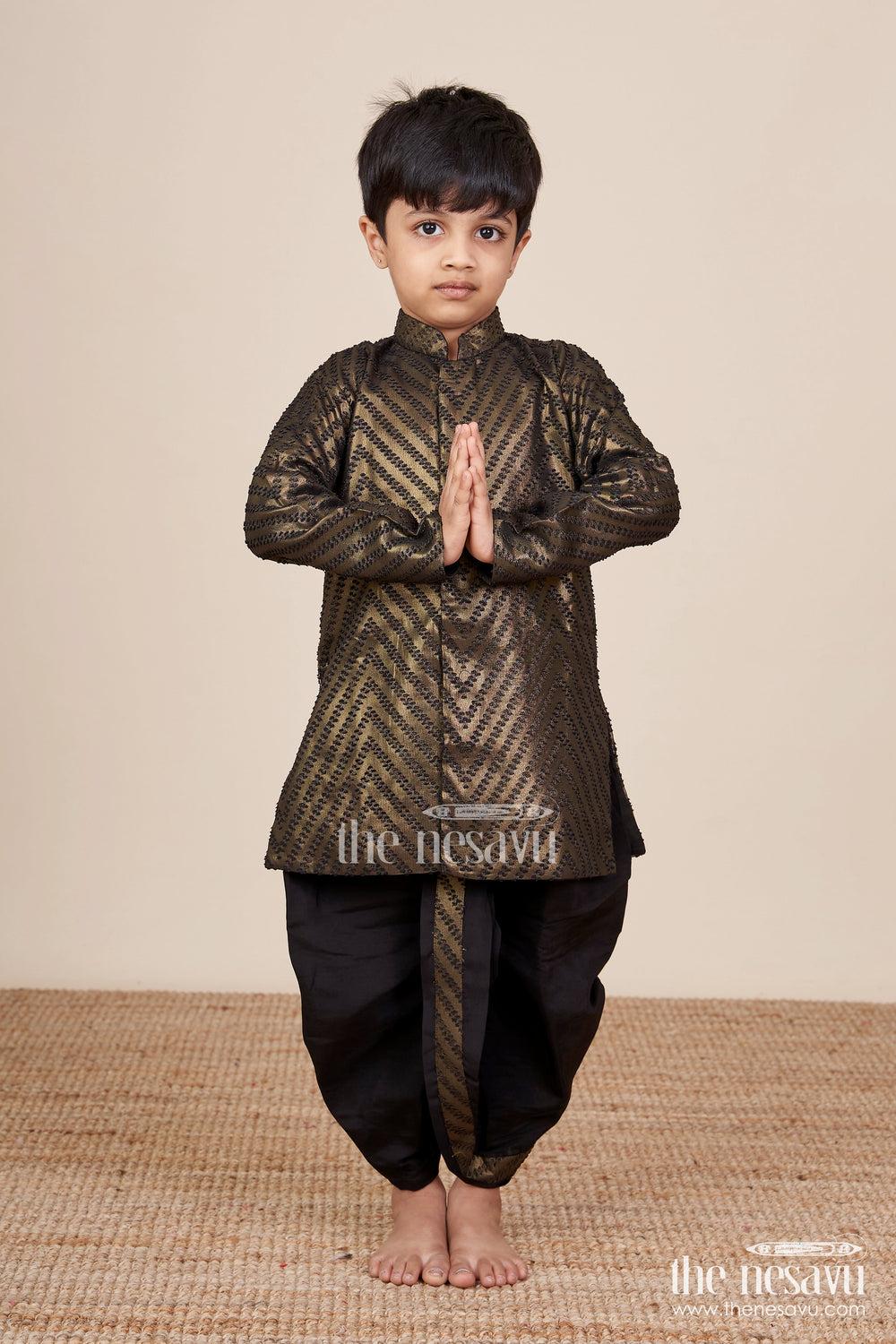 The Nesavu Boys Dothi Set Boys Festive Dothi Set for Weddings and Religious Ceremonies Nesavu Nesavu boys festive dothi kurta set silk blend  ideal weddings traditional family functions