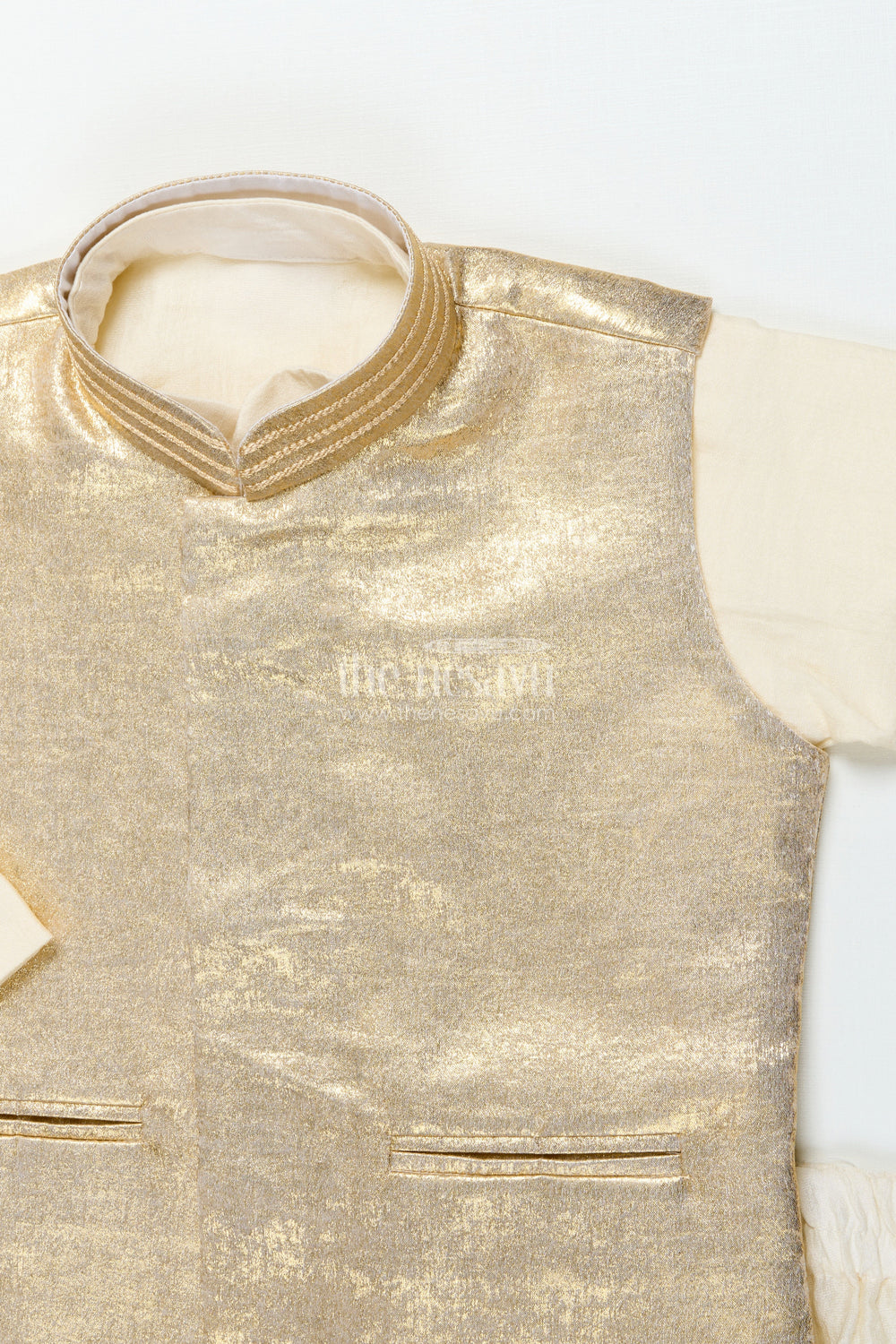 The Nesavu Boys Jacket Sets Boys Festive Jacket Kurta Set for Weddings and Traditional Celebrations Nesavu Nesavu boys silk blend festive jacket kurta set weddings traditional functions