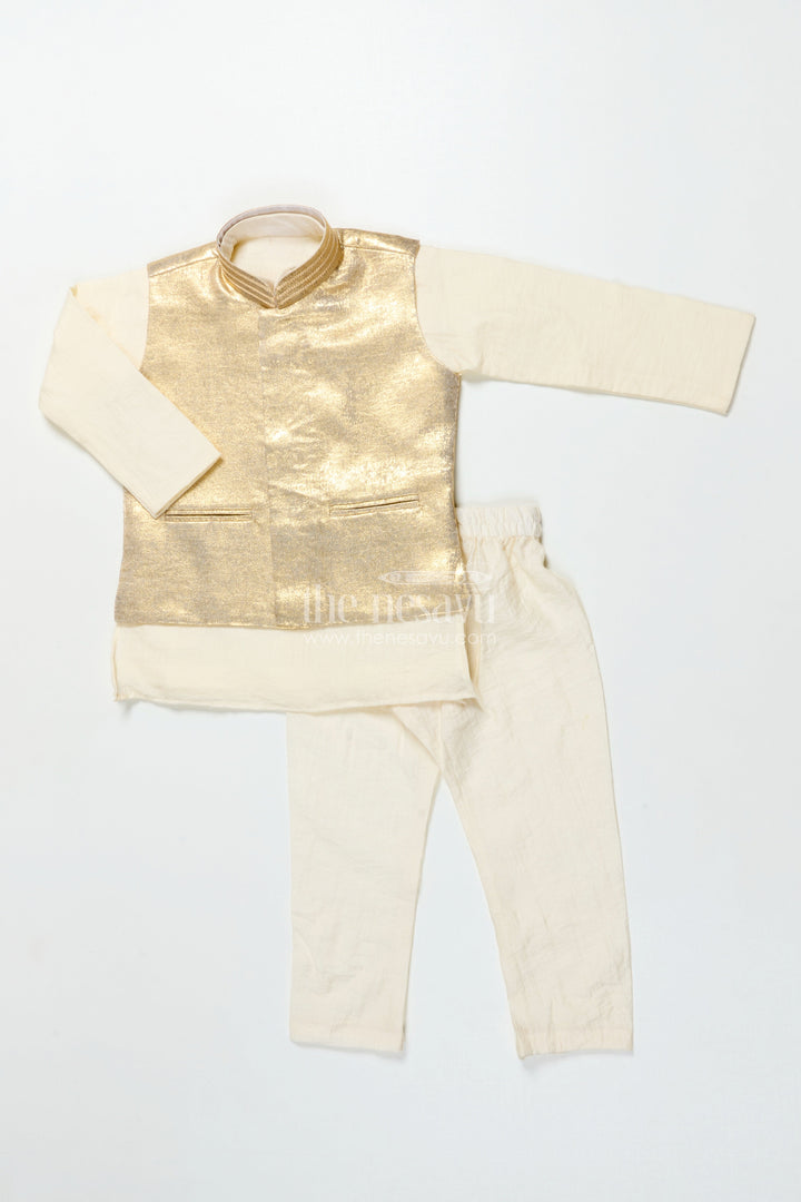 The Nesavu Boys Jacket Sets Boys Festive Jacket Kurta Set for Weddings and Traditional Celebrations Nesavu Nesavu boys silk blend festive jacket kurta set weddings traditional functions