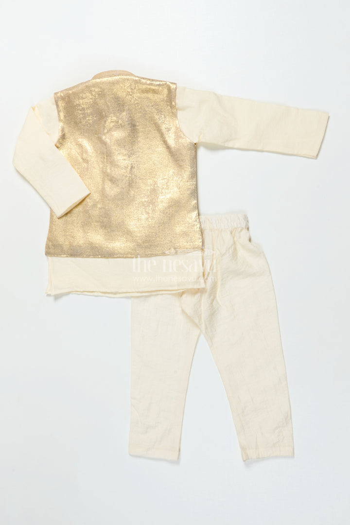 The Nesavu Boys Jacket Sets Boys Festive Jacket Kurta Set for Weddings and Traditional Celebrations Nesavu Nesavu boys silk blend festive jacket kurta set weddings traditional functions