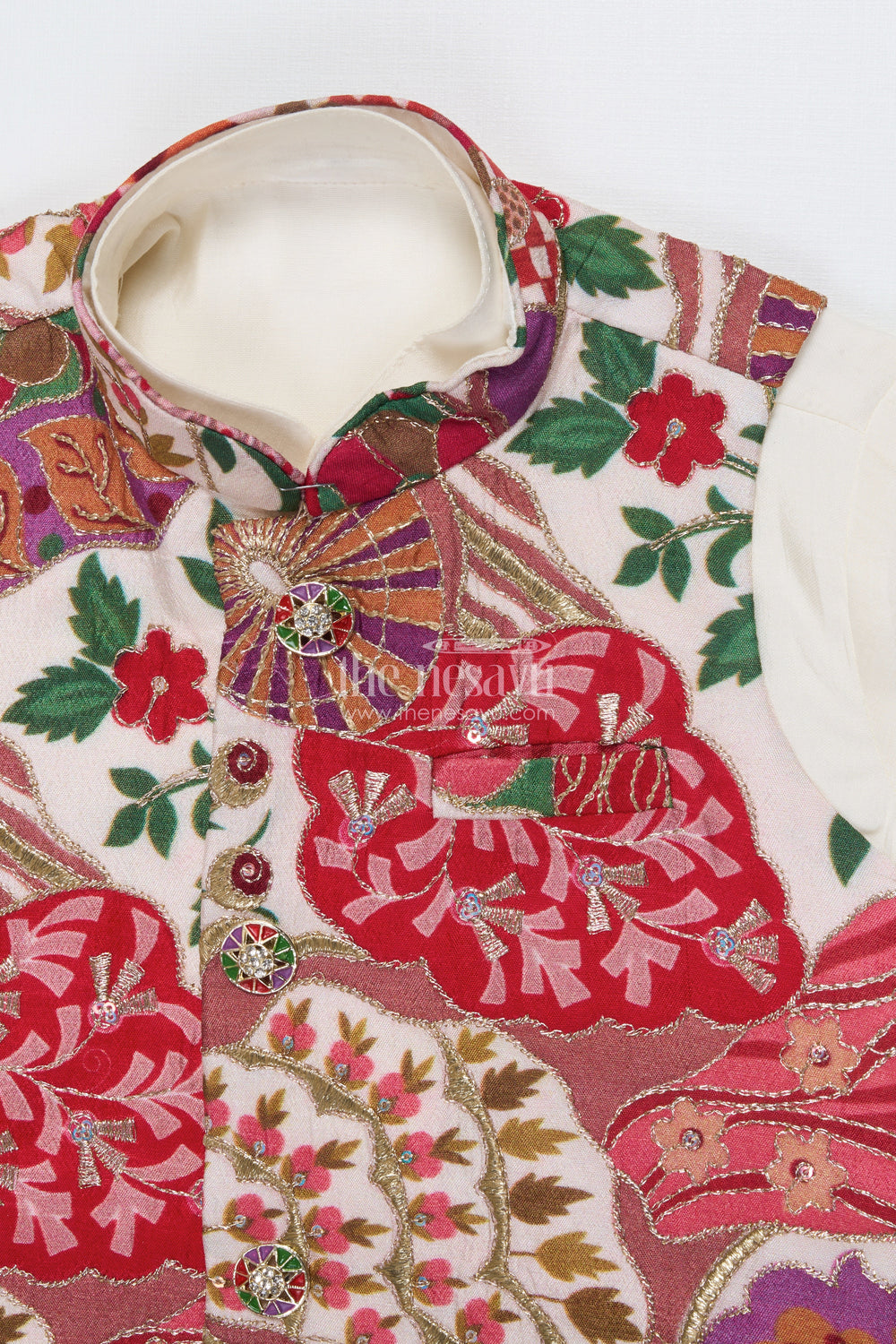 The Nesavu Boys Jacket Sets Boys Festive Jacket Set for Family Functions and Cultural Wear Nesavu Nesavu boys jacket kurta set embroidered Nehru jacket ethnic functions festive days