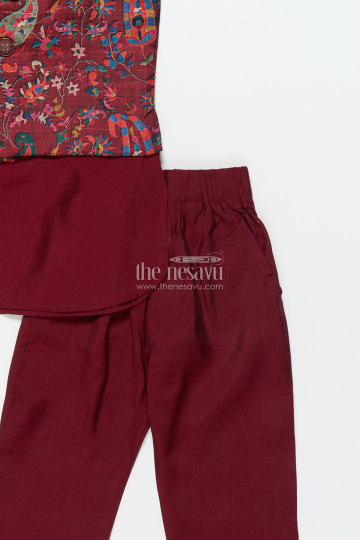 The Nesavu Boys Jacket Sets Boys Festive Jacket Set for Weddings and Special Occasions Nesavu Nesavu boys ethnic jacket set digital print weddings festive family occasions