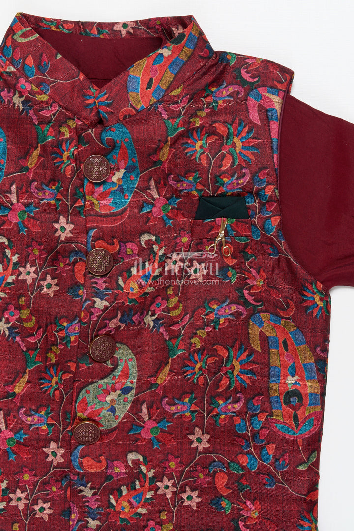 The Nesavu Boys Jacket Sets Boys Festive Jacket Set for Weddings and Special Occasions Nesavu Nesavu boys ethnic jacket set digital print weddings festive family occasions