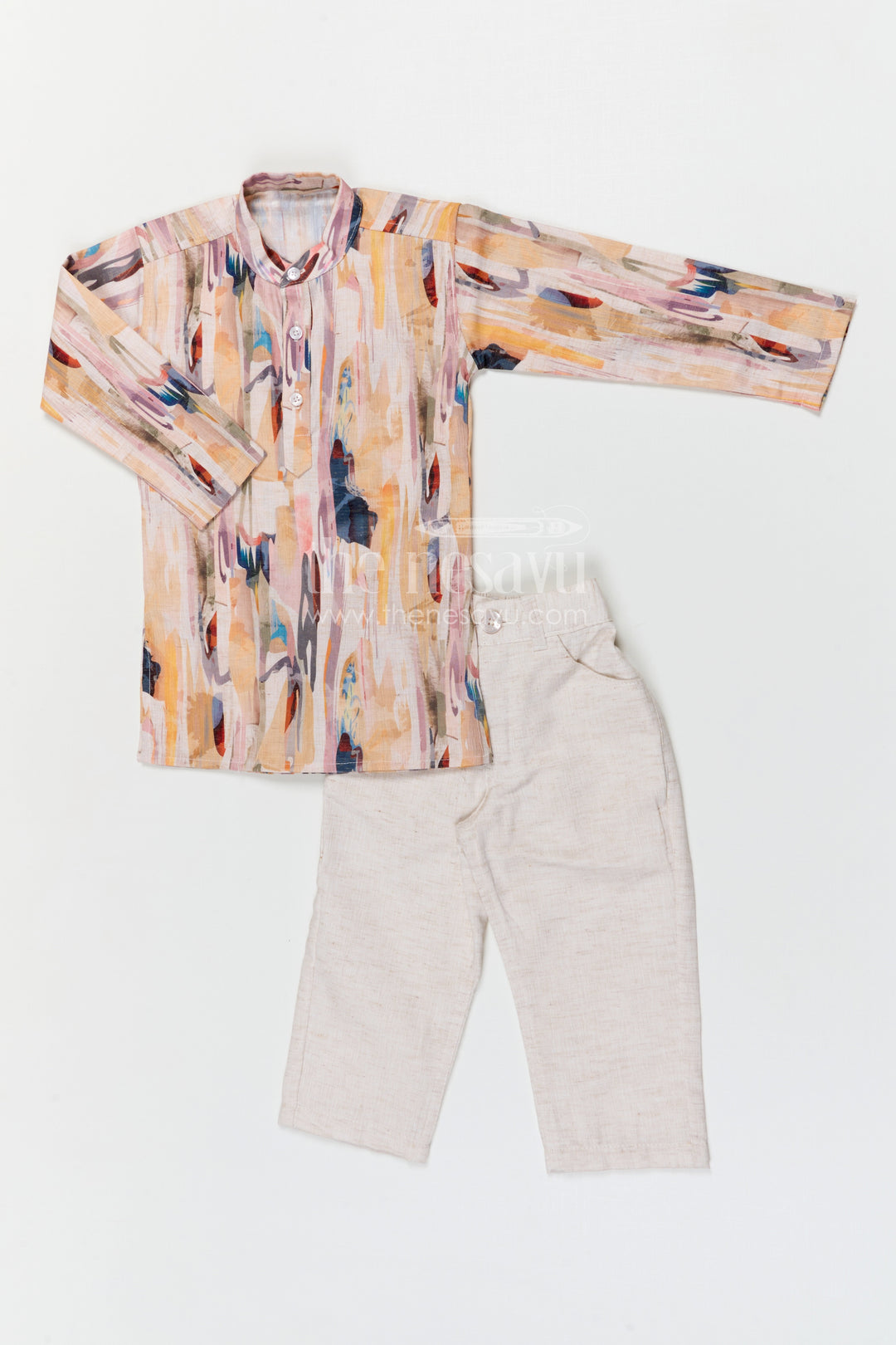 The Nesavu Boys Jacket Sets Boys Festive Jacket Set for Weddings and Traditional Celebrations Nesavu Nesavu boys cotton jacket set with digital print jacket for weddings festive celebrations and events