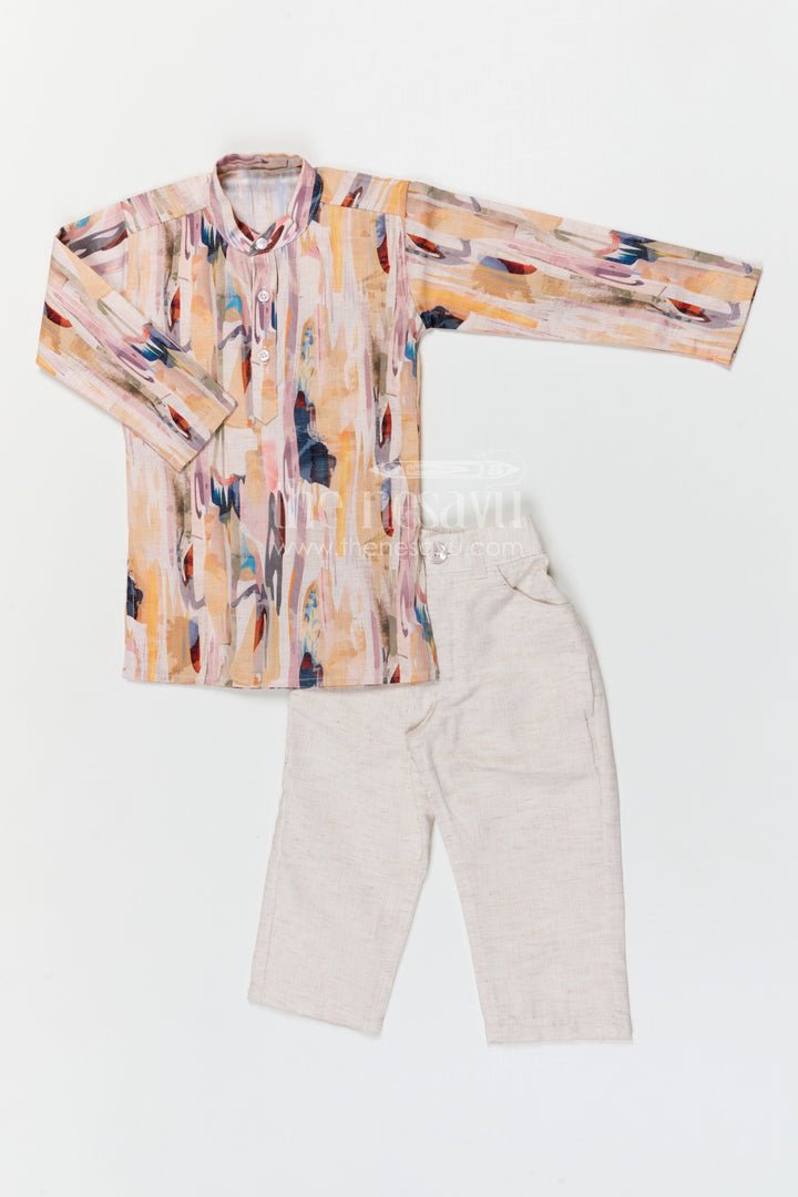 The Nesavu Boys Jacket Sets Boys Festive Jacket Set for Weddings and Traditional Celebrations Nesavu Nesavu boys cotton jacket set with digital print jacket for weddings festive celebrations and events