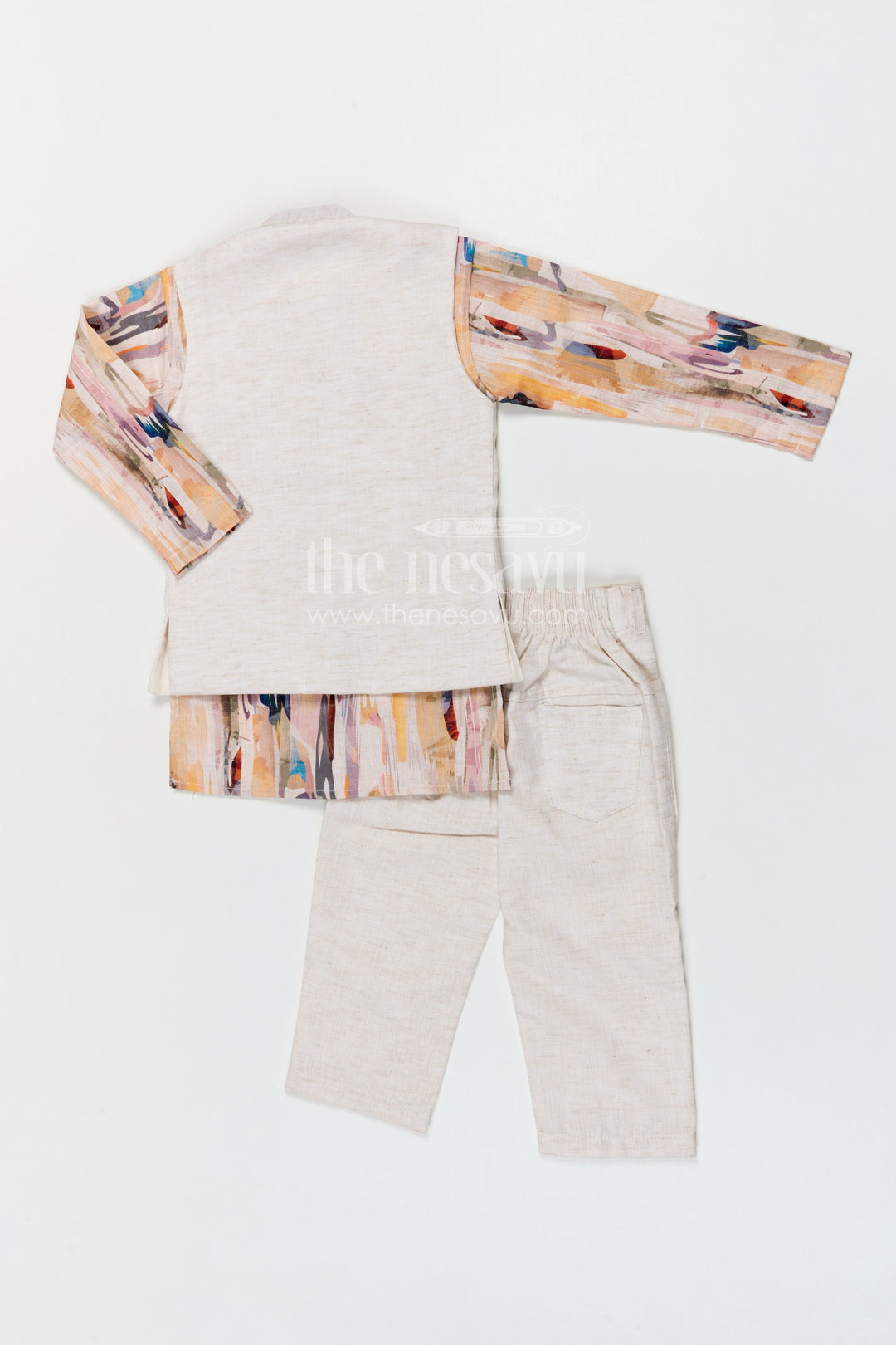 The Nesavu Boys Jacket Sets Boys Festive Jacket Set for Weddings and Traditional Celebrations Nesavu Nesavu boys cotton jacket set with digital print jacket for weddings festive celebrations and events