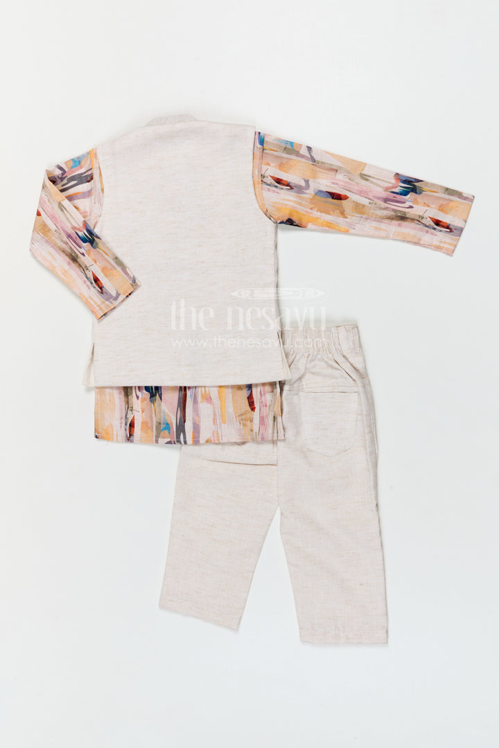 The Nesavu Boys Jacket Sets Boys Festive Jacket Set for Weddings and Traditional Celebrations Nesavu Nesavu boys cotton jacket set with digital print jacket for weddings festive celebrations and events
