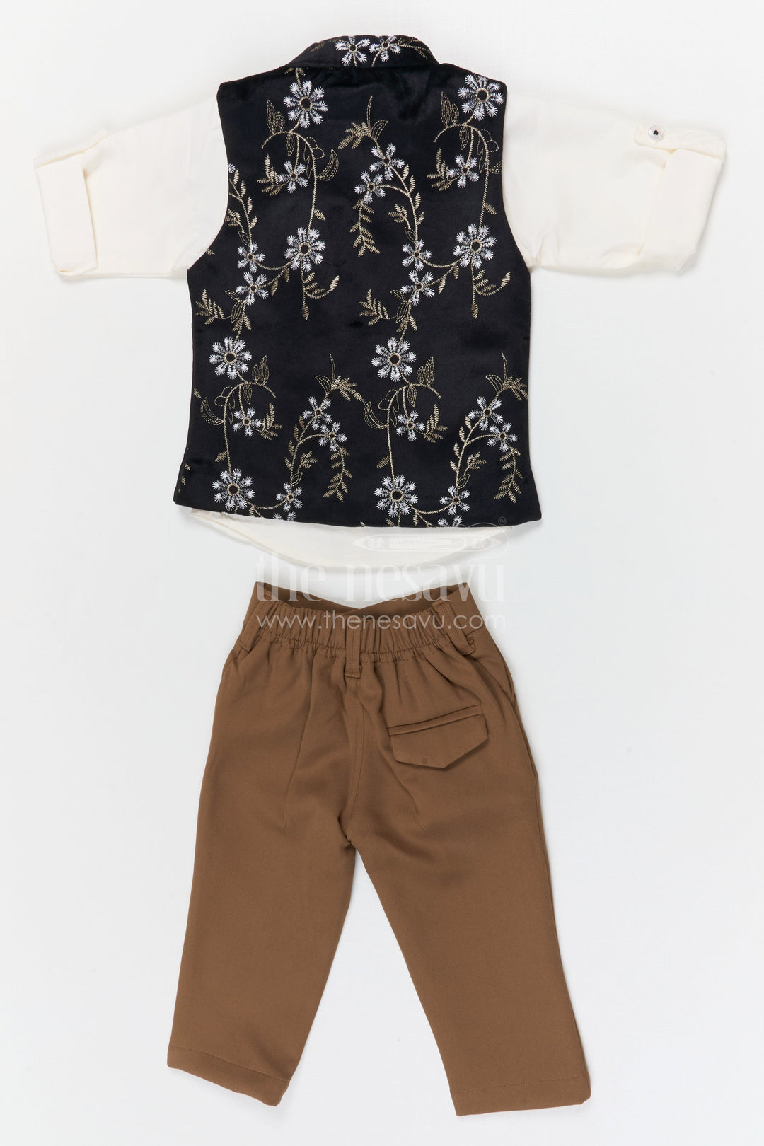 The Nesavu Boys Jacket Sets Boys Festive Jacket Set for Weddings Nesavu Nesavu boys cotton cambric embroidered jacket set for weddings festive celebrations and special events