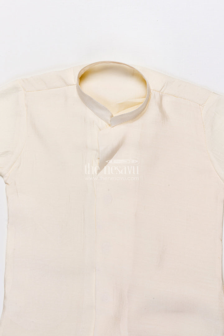 The Nesavu Boys Jacket Sets Boys Festive Jacket Set with Embroidered Details for Weddings and Parties Nesavu Nesavu boys embroidered festive jacket set muslin silk weddings family celebrations