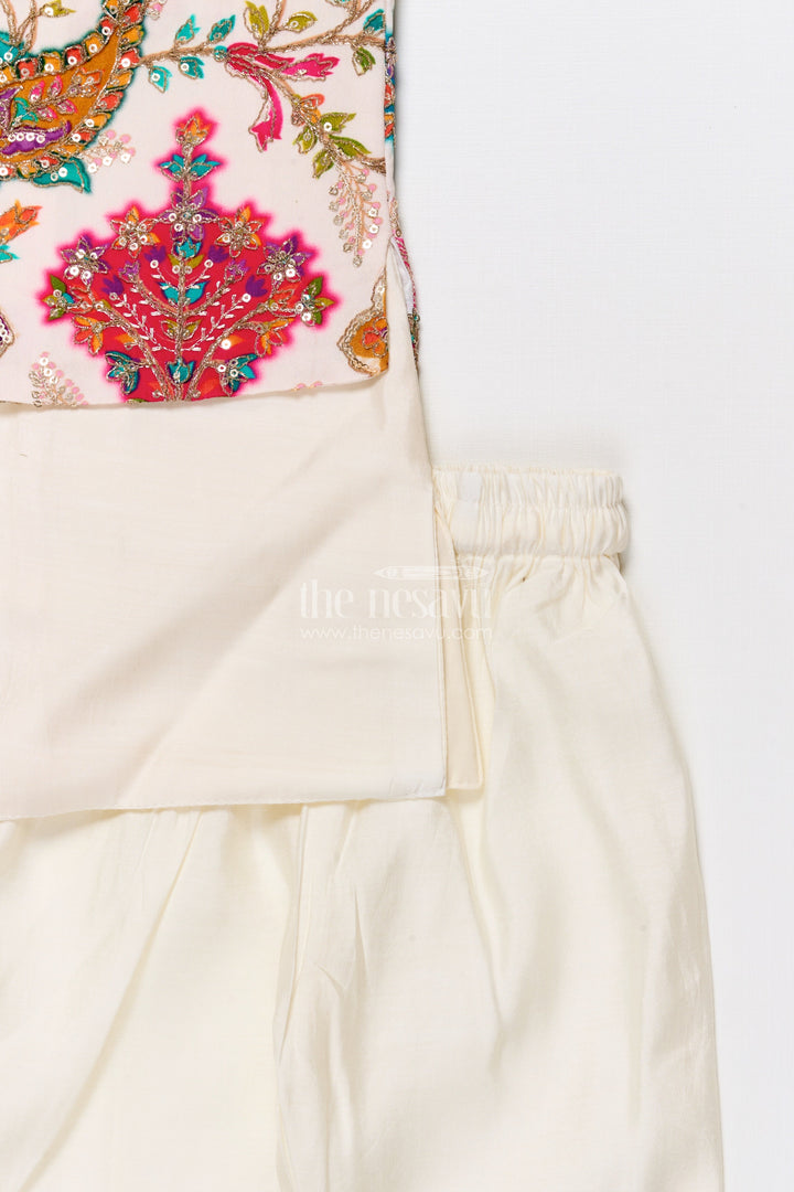 The Nesavu Boys Jacket Sets Boys Festive Jacket Set with Embroidered Details for Weddings and Parties Nesavu Nesavu boys embroidered festive jacket set muslin silk weddings family celebrations