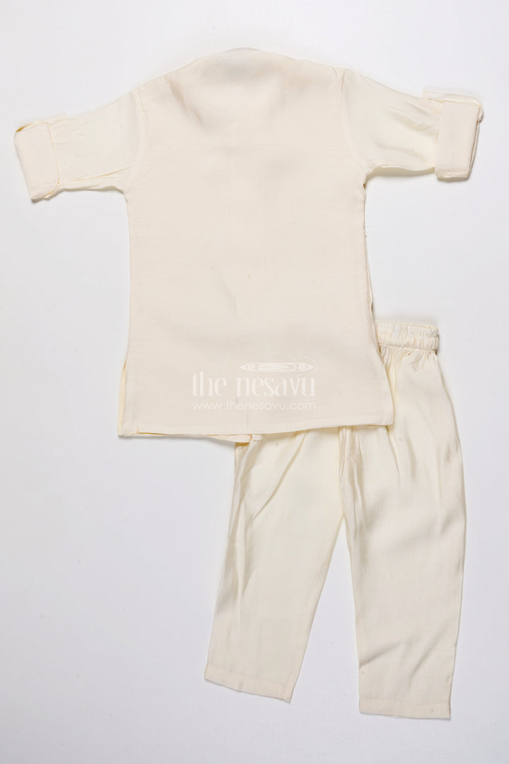 The Nesavu Boys Jacket Sets Boys Festive Jacket Set with Embroidered Details for Weddings and Parties Nesavu Nesavu boys embroidered festive jacket set muslin silk weddings family celebrations
