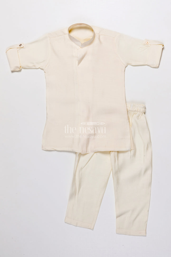 The Nesavu Boys Jacket Sets Boys Festive Jacket Set with Embroidered Details for Weddings and Parties Nesavu Nesavu boys embroidered festive jacket set muslin silk weddings family celebrations
