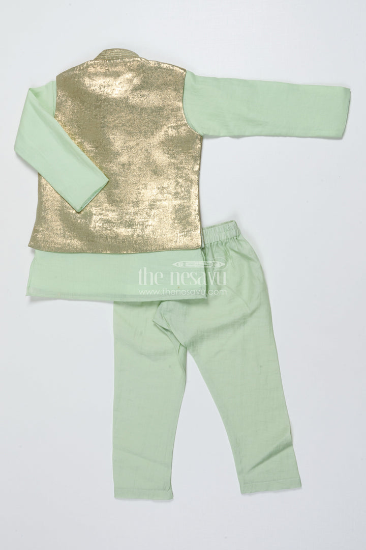 The Nesavu Boys Jacket Sets Boys Festive Jacket Set with Sequin Embroidery for Special Occasions Nesavu Nesavu boys festive jacket set sequin embroidery weddings traditional celebrations