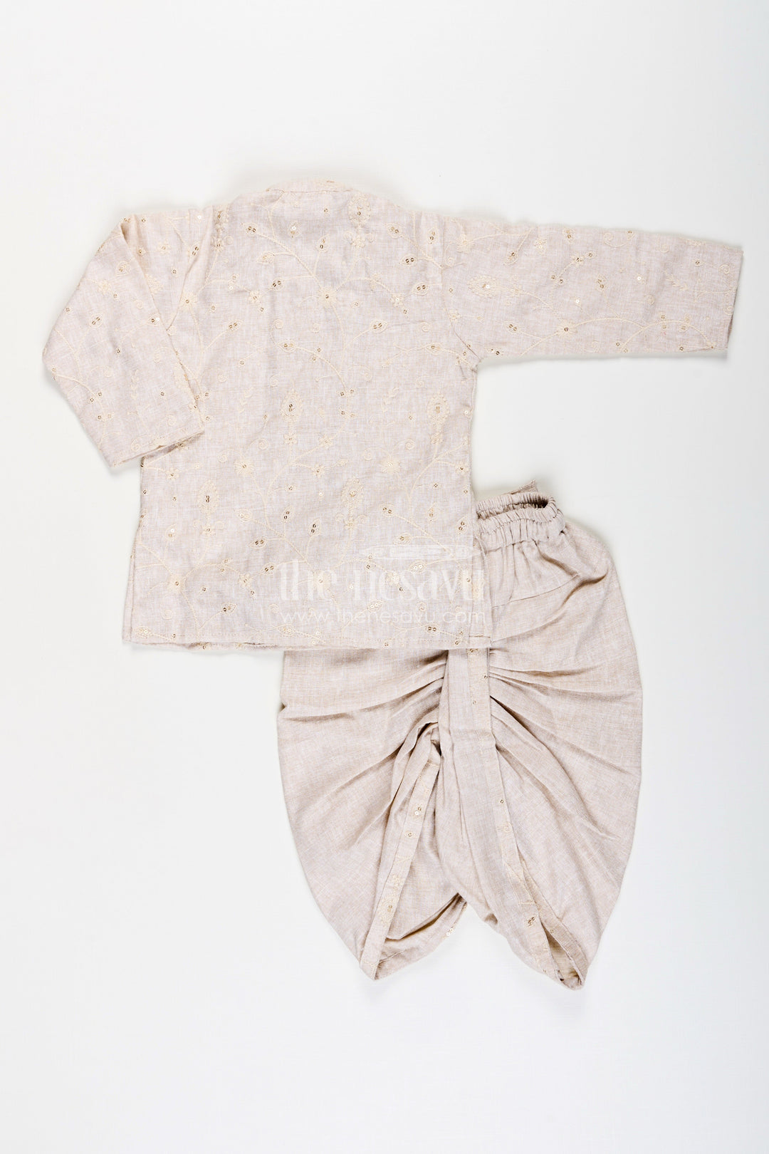 The Nesavu Boys Jacket Sets Boys Festive Jacket Set with Striped Cotton Nehru Jacket Nesavu Nesavu boys cotton jacket set striped Nehru jacket  traditional festive wear