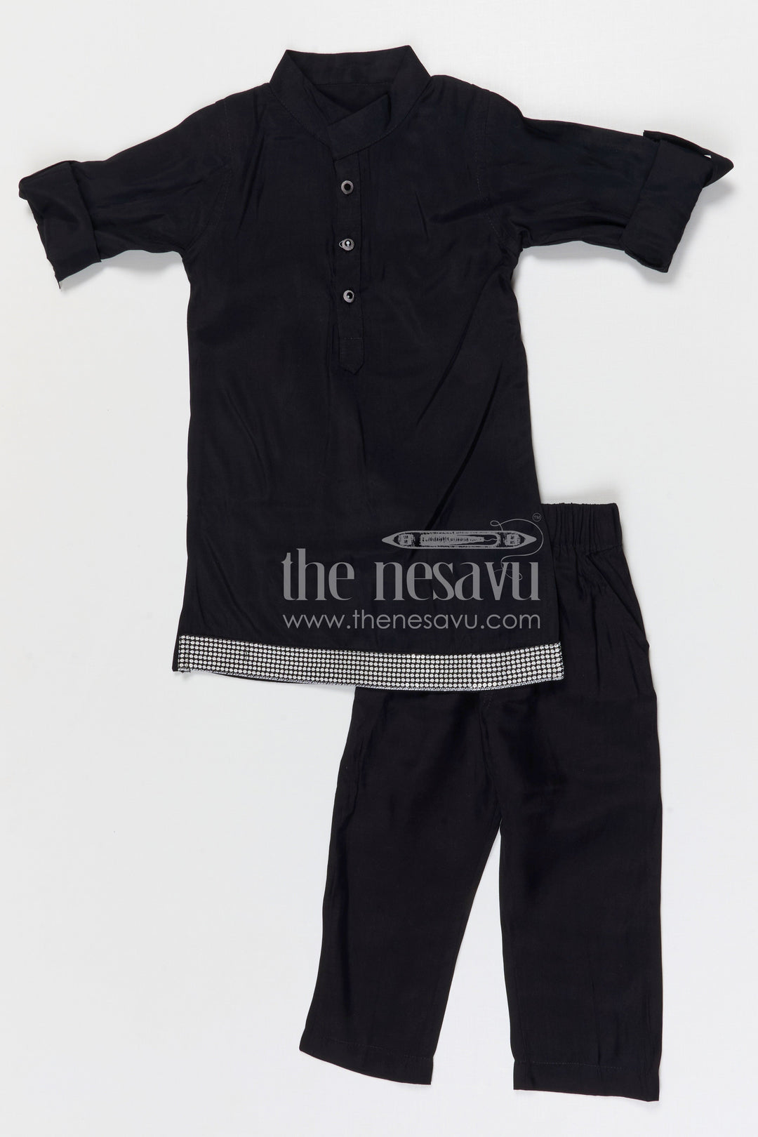 The Nesavu Boys Jacket Sets Boys Festive Kurta Jacket Set for Weddings and Celebrations Nesavu Nesavu boys silk cotton embroidered kurta jacket set for weddings festive celebrations and family occasions