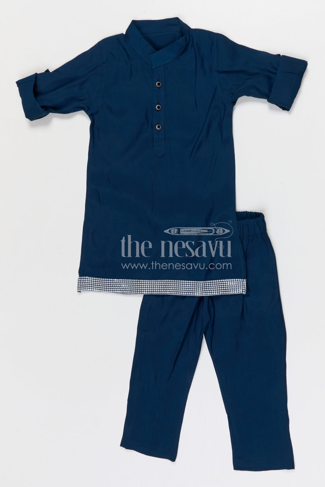 The Nesavu Boys Jacket Sets Boys Festive Kurta Jacket Set for Weddings and Special Occasions Nesavu Nesavu boys silk cotton embroidered kurta jacket set for festive occasions weddings and celebrations