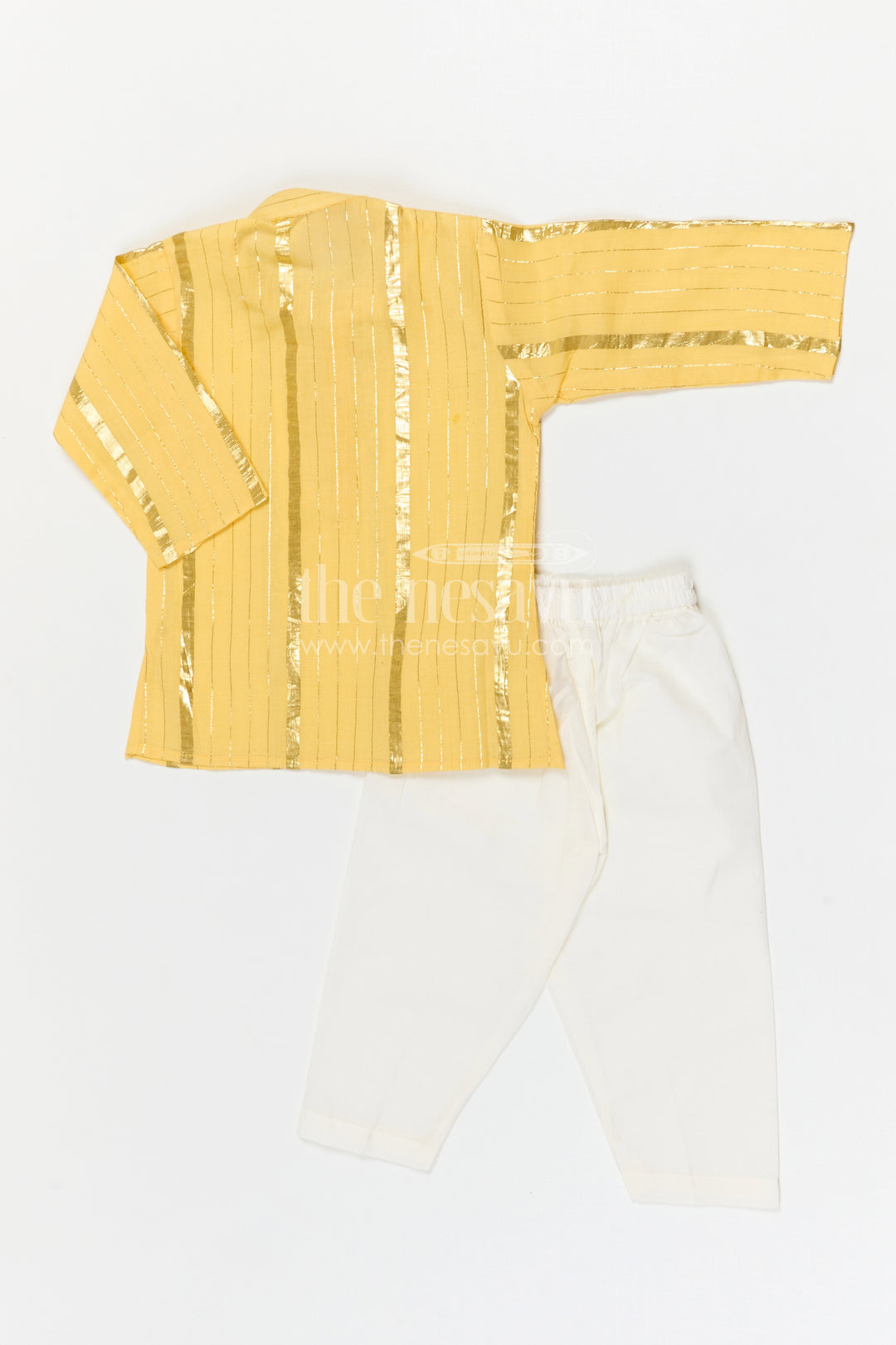 The Nesavu Boys Kurtha Set Boys Festive Kurta Set for Celebrations and Temple Functions Nesavu Nesavu boys cotton kurta set with lurax zari for festive occasions and temple celebrations