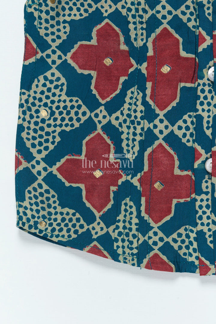 The Nesavu Boys Cotton Shirt Boys Festive Printed Shirt for Ethnic Day and Casual Functions Nesavu Nesavu boys digital printed modal silk shirt ethnic day school events festive wear