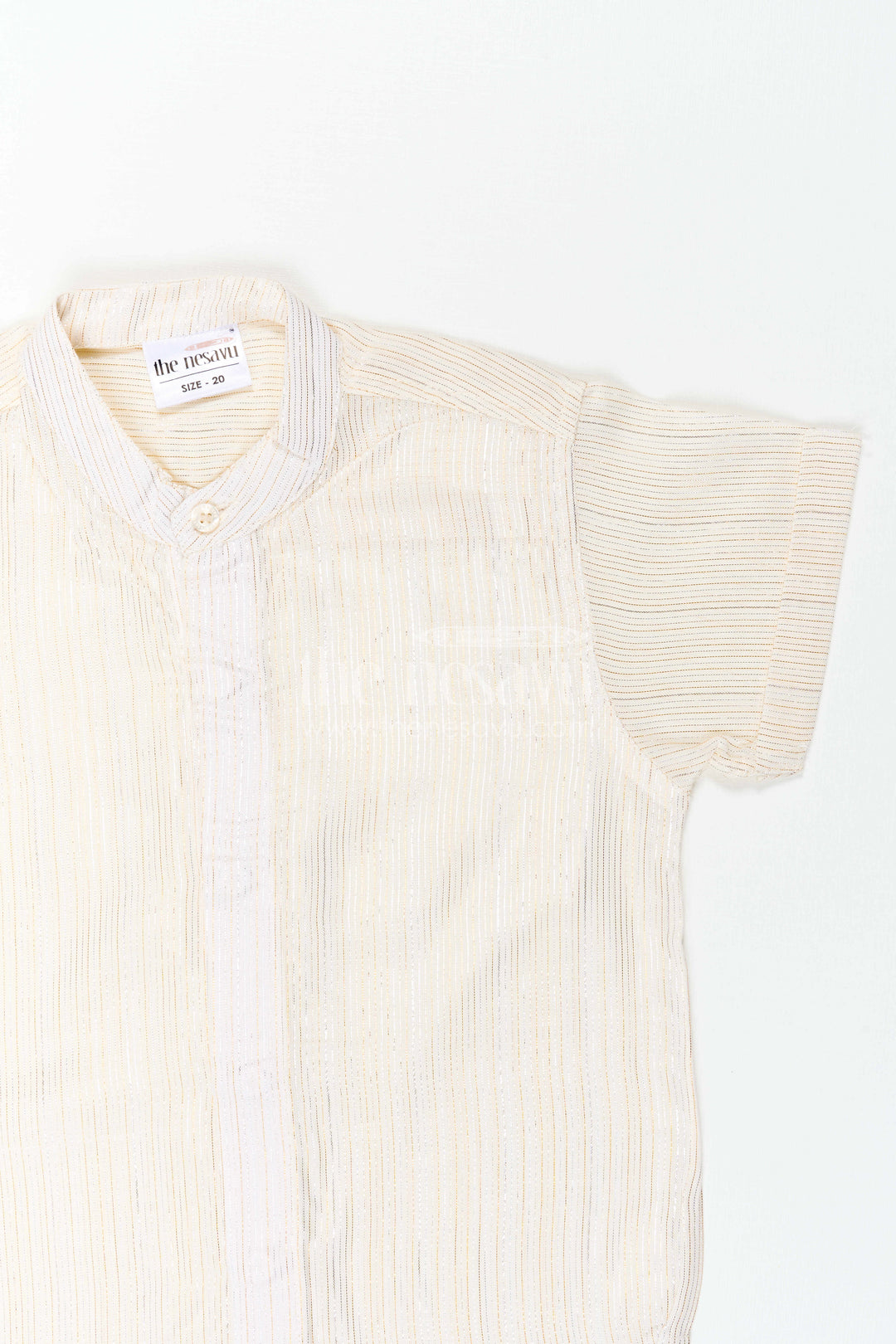 The Nesavu Boys Cotton Shirt Boys Festive Shirt for Family Celebration Wear Nesavu Nesavu Boys Festive Shirt For Family Celebration Wear With Lurex Zari Cotton And Mandarin Collar