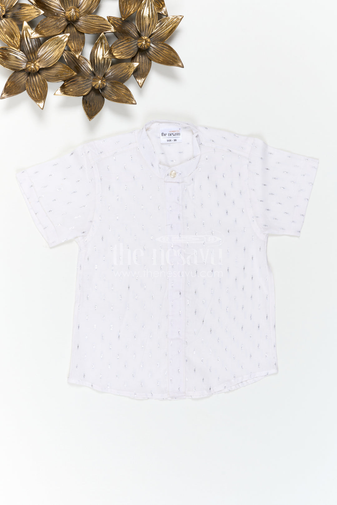 The Nesavu Boys Cotton Shirt Boys Festive Shirt for Family Function Wear Nesavu 16 (1Y) / White / Cotton BS453B-16 Nesavu Boys Festive Shirt For Family Function Wear With Cotton Comfort And Mandarin Collar